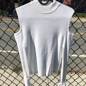 Forever21 white cold shoulder sweater